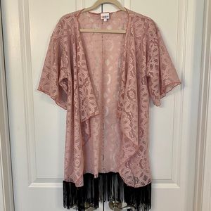 LuLaRoe Monroe Pink with Black Fringe